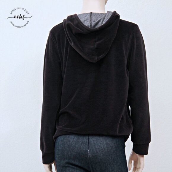 Burberry Corduroy Hooded Long Sleeve Pullover Black Women L - Picture 7 of 12